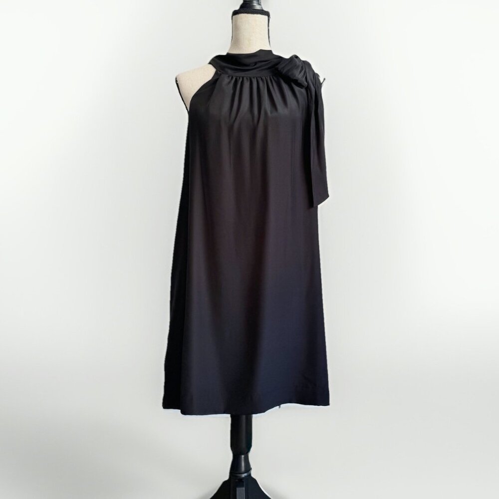 LaRoque Caroline Black Halter Neck Dress Women’s 6 Bow Tie One Shoulder Cocktail